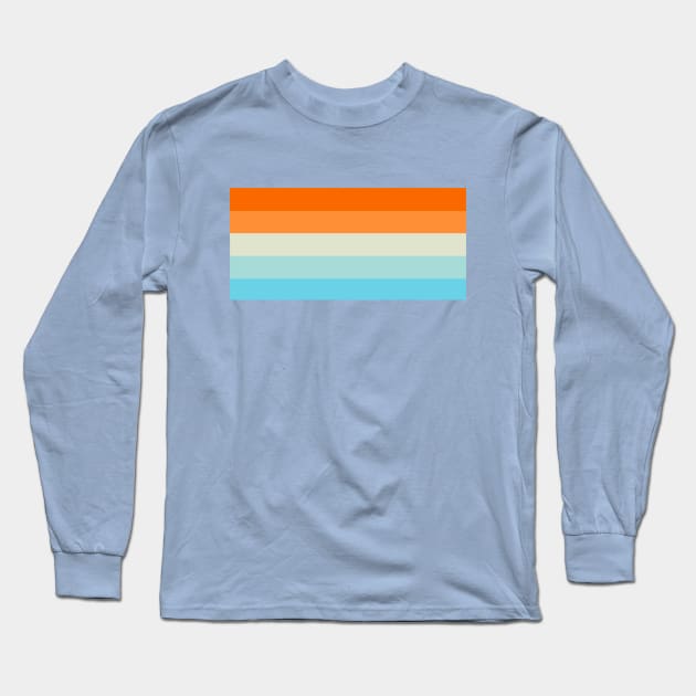 Orange and Blues Striped Color Palette Long Sleeve T-Shirt by Off the Page